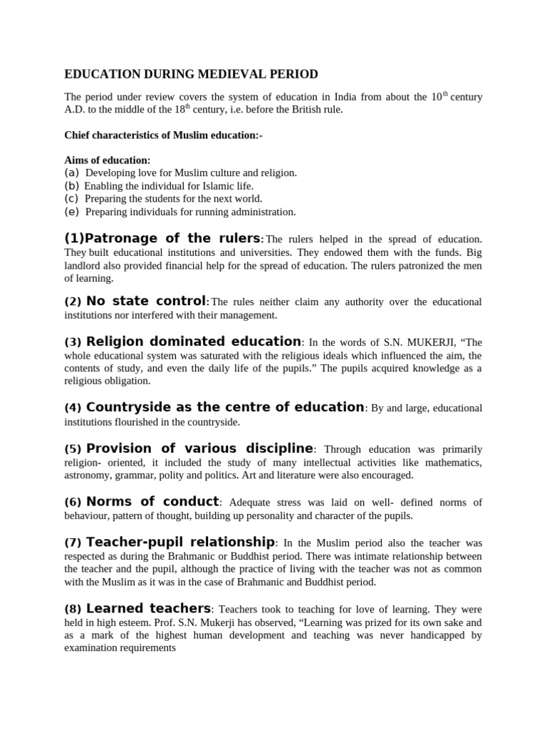 Medieval Education in India (10th-18th C) | PDF | Vedas | Teachers