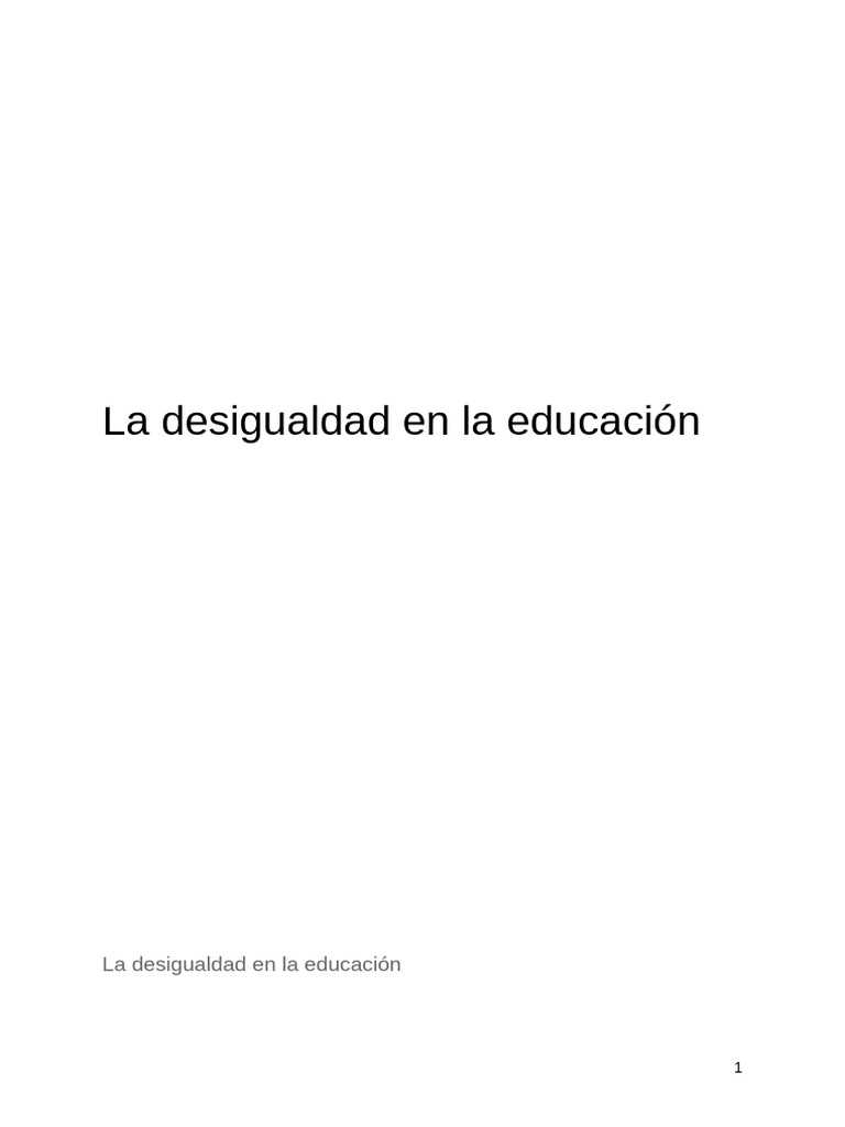 La Desigualdad en La Educación | PDF