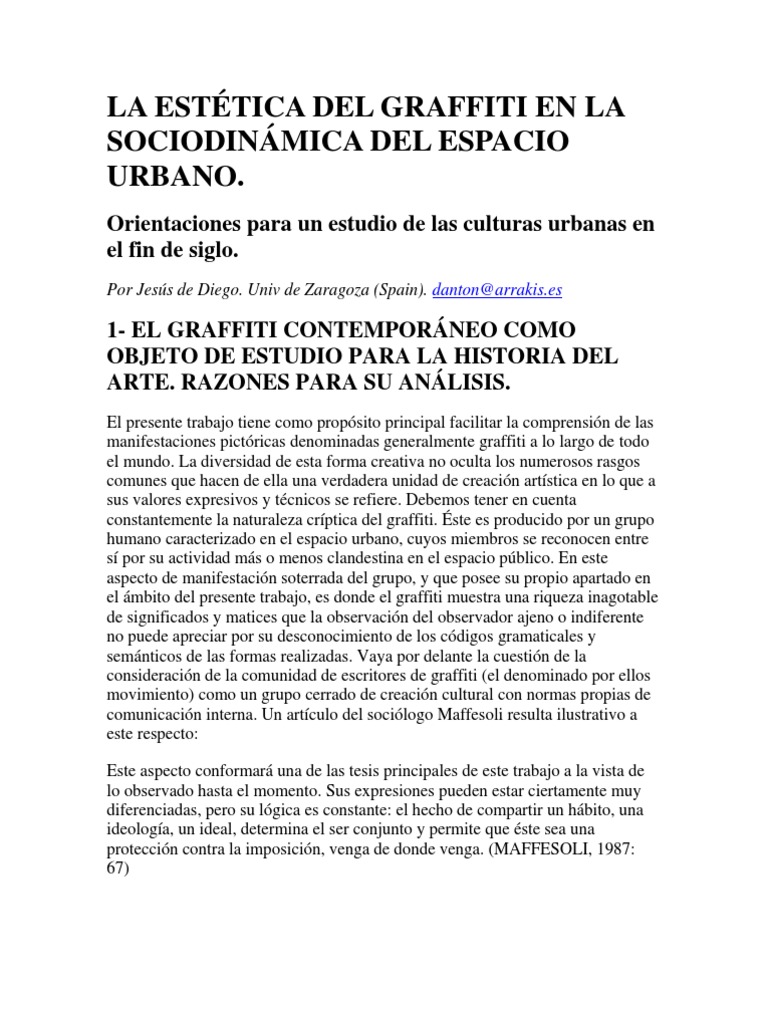 La Estética Del Graffiti en La Sociodinámica Del Espacio Urbano | PDF |  Pintada | Música hip-hop, image size:768x1024
