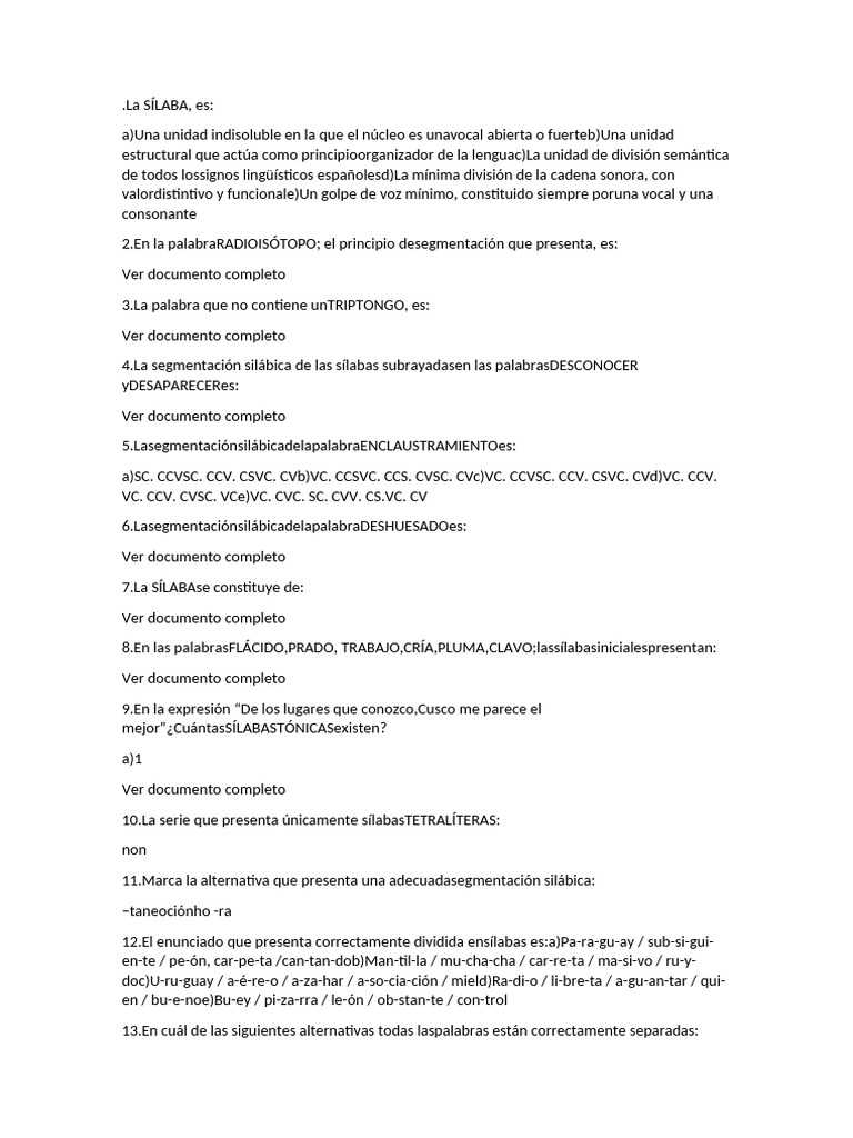 Segmentación y Estructura de la Sílaba | PDF | Sílaba | Voz humana