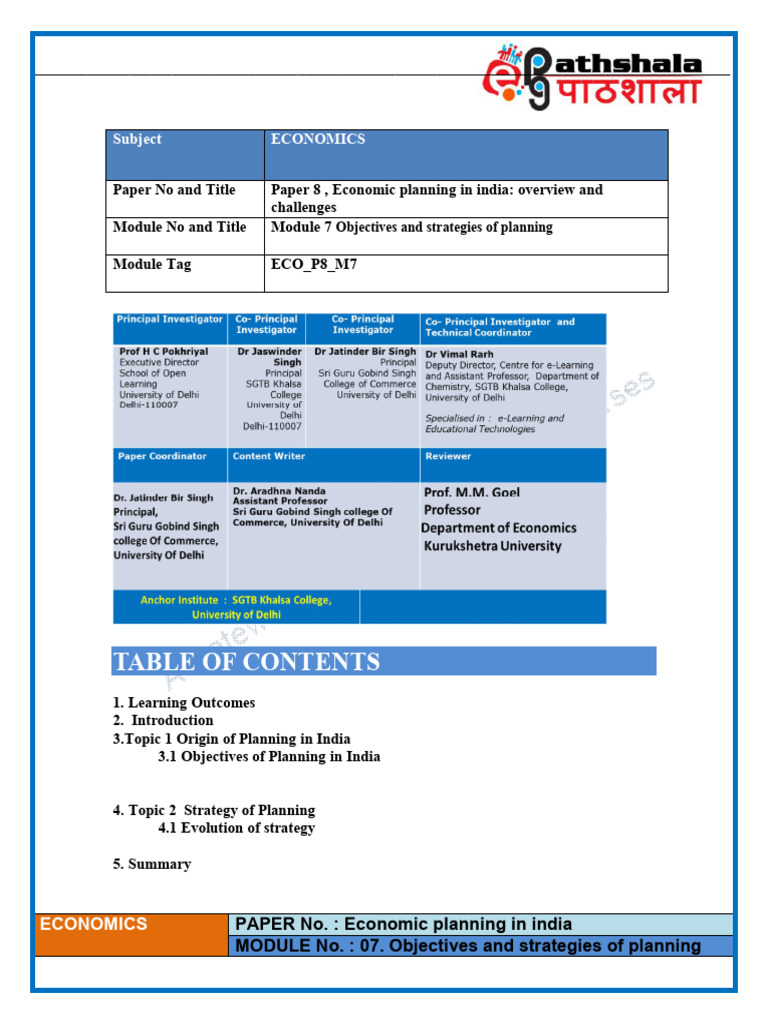 Objectives and Strategies of Planning in India | PDF | Economic Growth ...