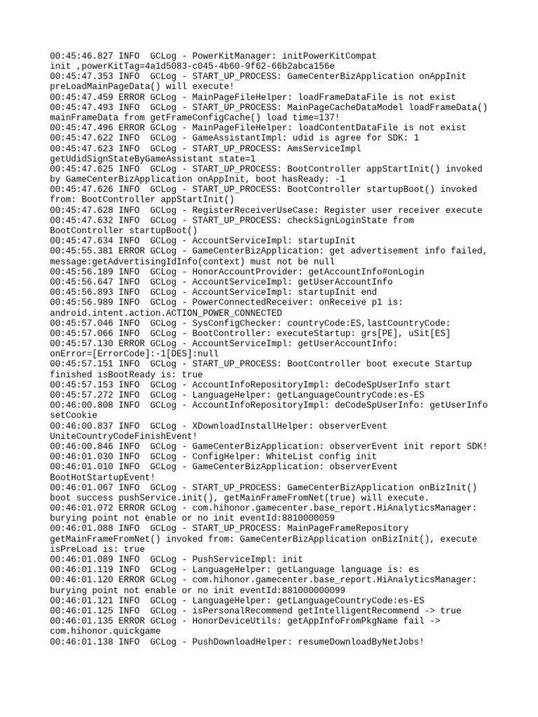 GameCenterBizApplication Startup Log | PDF | Software | Hypertext ...