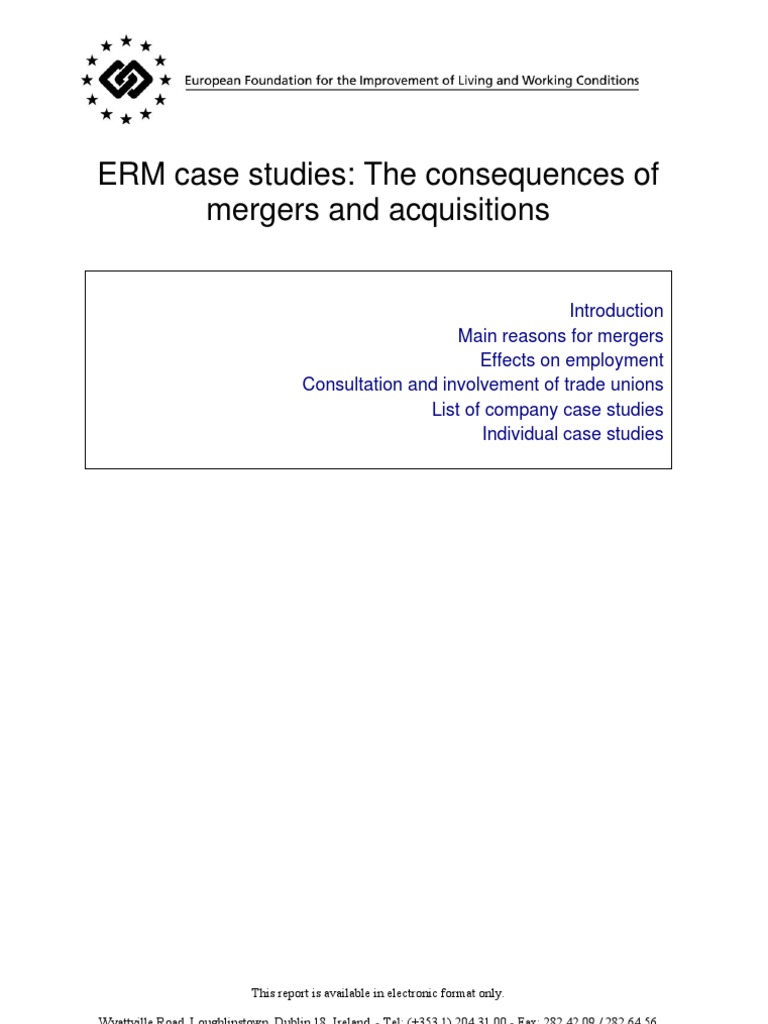 ERM Case Studies: The Consequences of Mergers and Acquisitions | PDF ...
