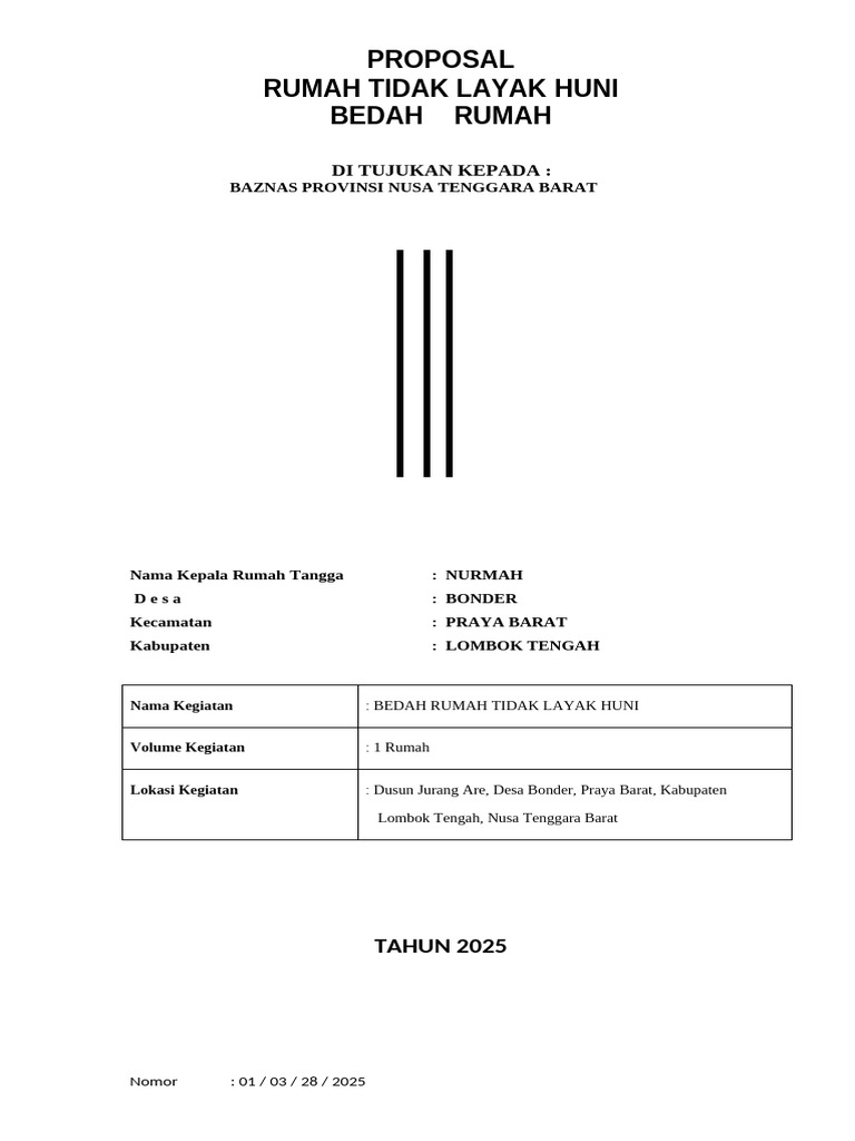 Proposal Bedah Rumah Tidak Layak Huni | PDF