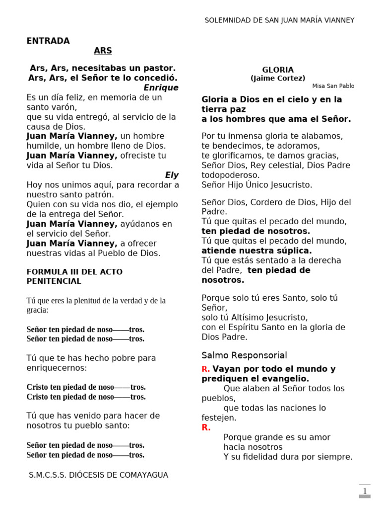 Solemnidad de San Juan María Vianney | PDF | Cristo (título) | eucaristía