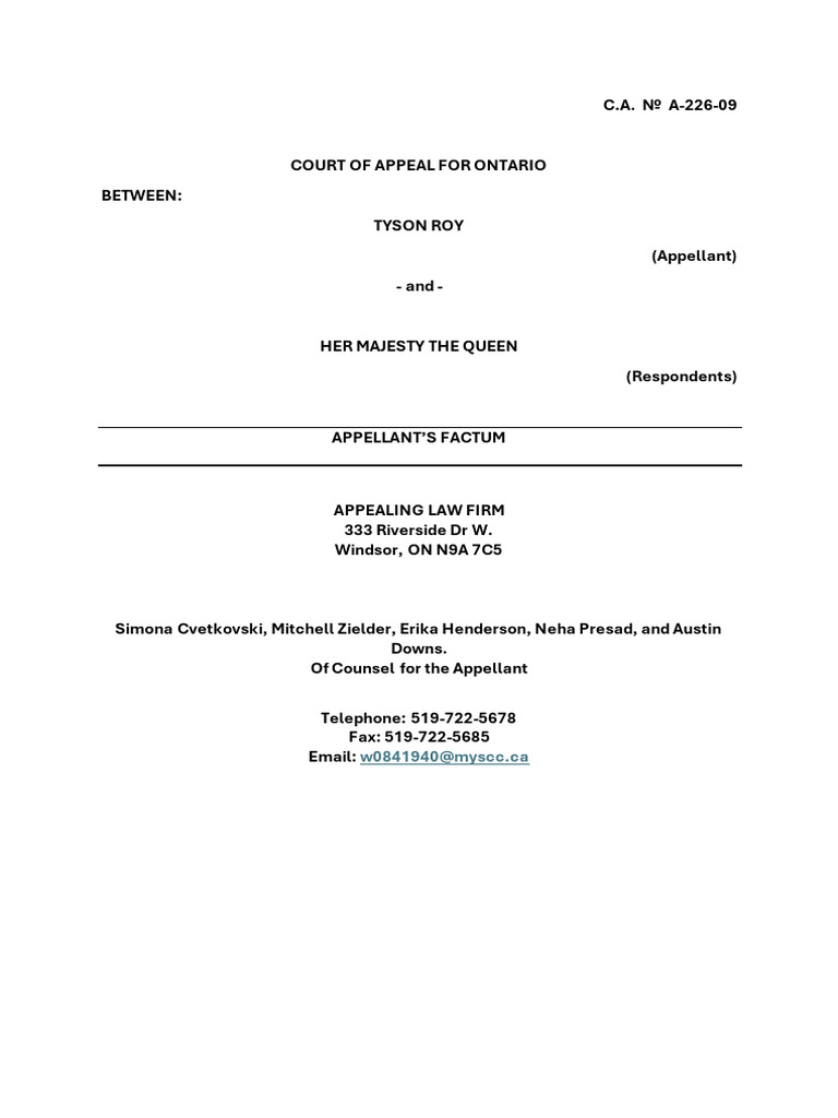 Appellants Factum Ojen | PDF | Search And Seizure | Public Law
