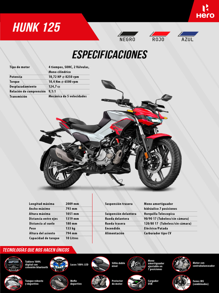 Ficha Técnica Hunk 125R | PDF