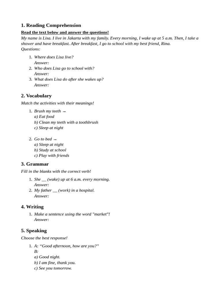 Ukk English Kelas 4 Tahun 2025 N0 03 Pdf Linguistics