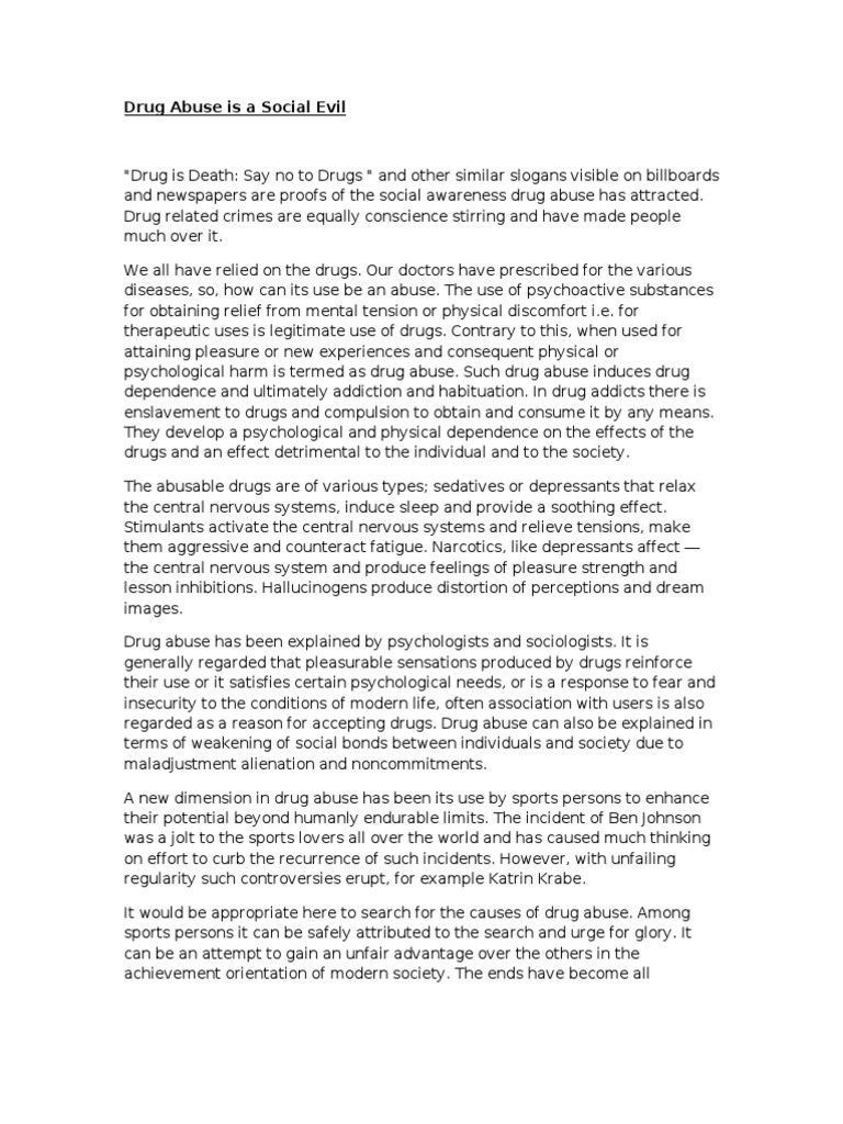 essay on drug