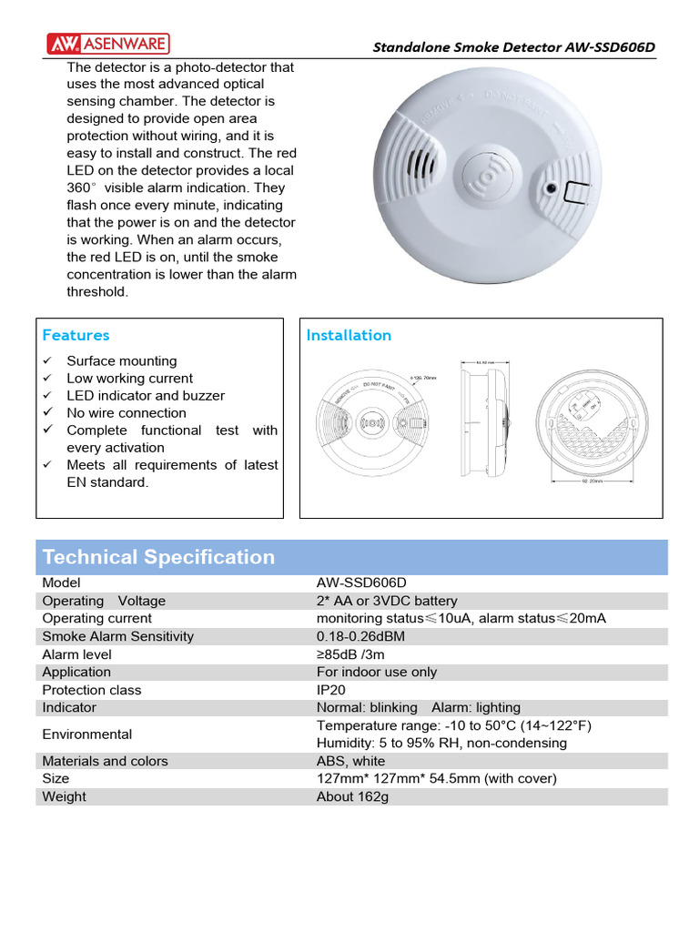Advanced Standalone Smoke Detector | PDF