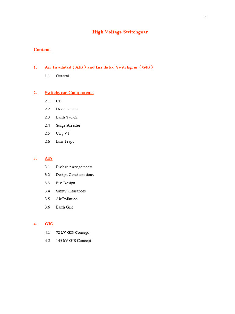 High Voltage Switchgear | PDF