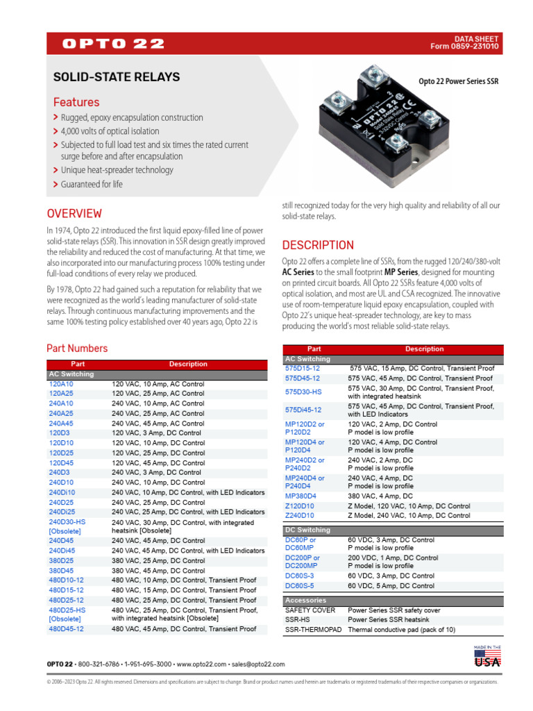 Solid-State Relay Specifications | PDF | Technology & Engineering