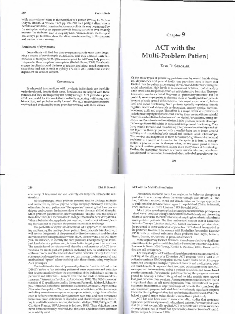 BK - Ch9 - ACT With The Multi Problem Patient | PDF