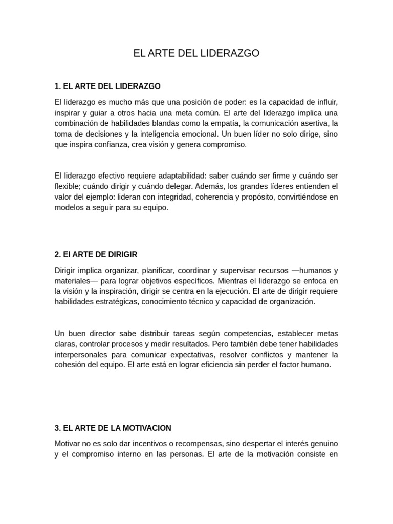 El Arte Del Liderazgo | PDF