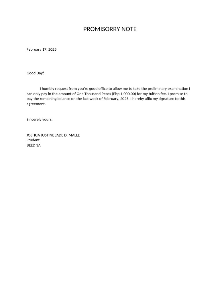 Promisorry Note | PDF