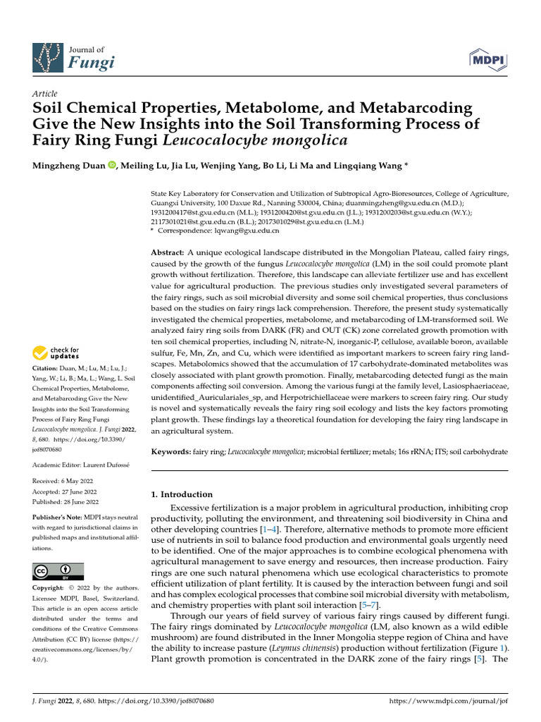Soil Chemical Properties, Metabolome, and Metabarcoding | PDF | Soil ...