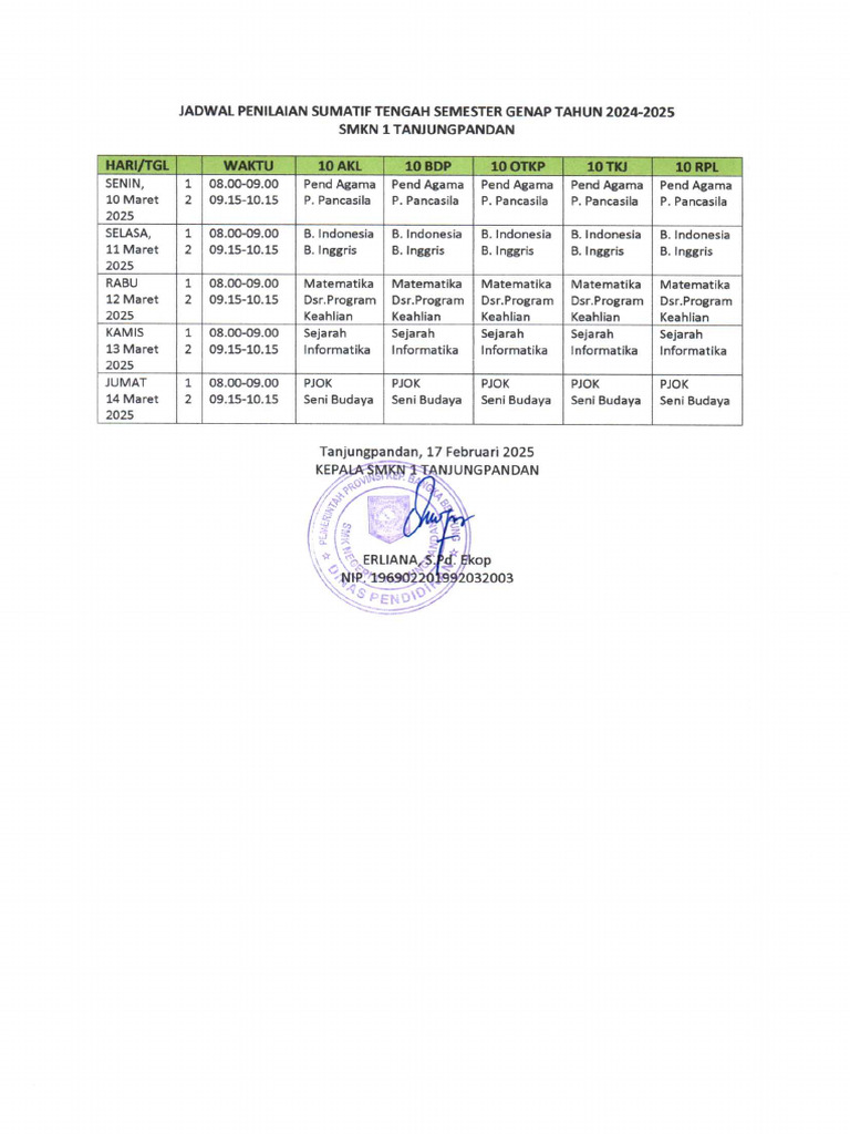 Jadwal Psts Genap 2024 2025 Pdf