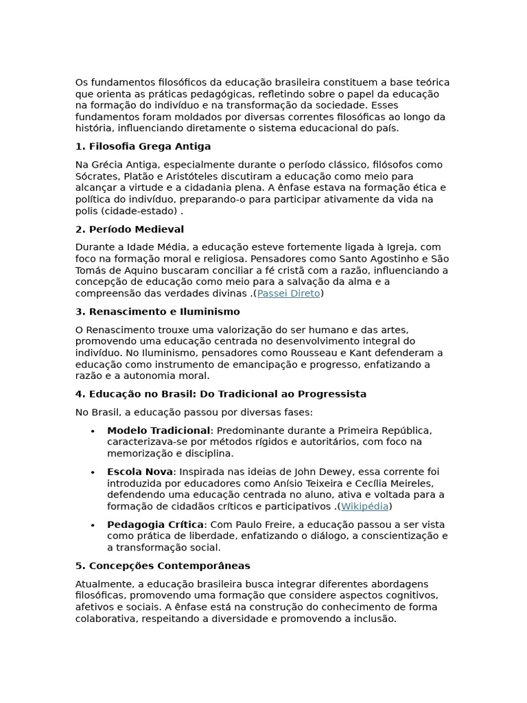 Fundamentos Filosóficos da Educação Brasileira | PDF | Pedagogia ...