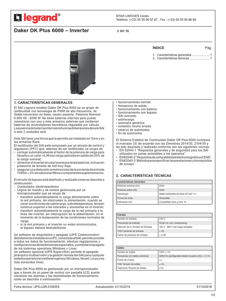 SAI Daker DK Plus 6000: Especificaciones y Características | PDF ...