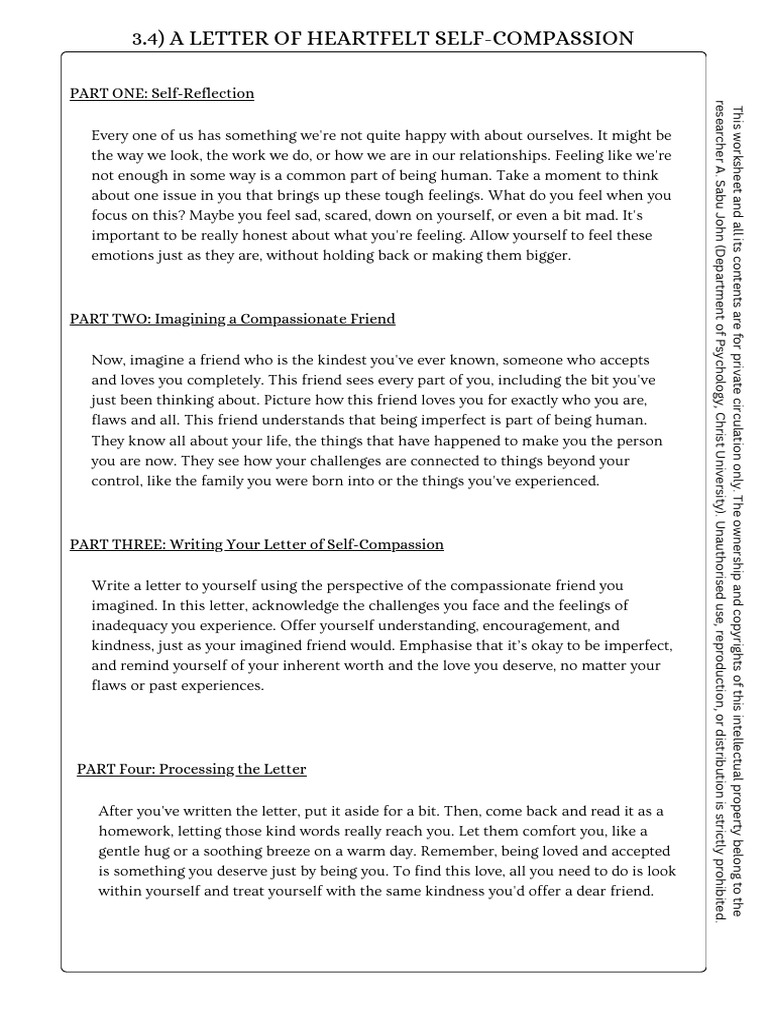 3.4 A Letter of Heartfelt Self Compassion (Revised) | PDF | Behavioural ...