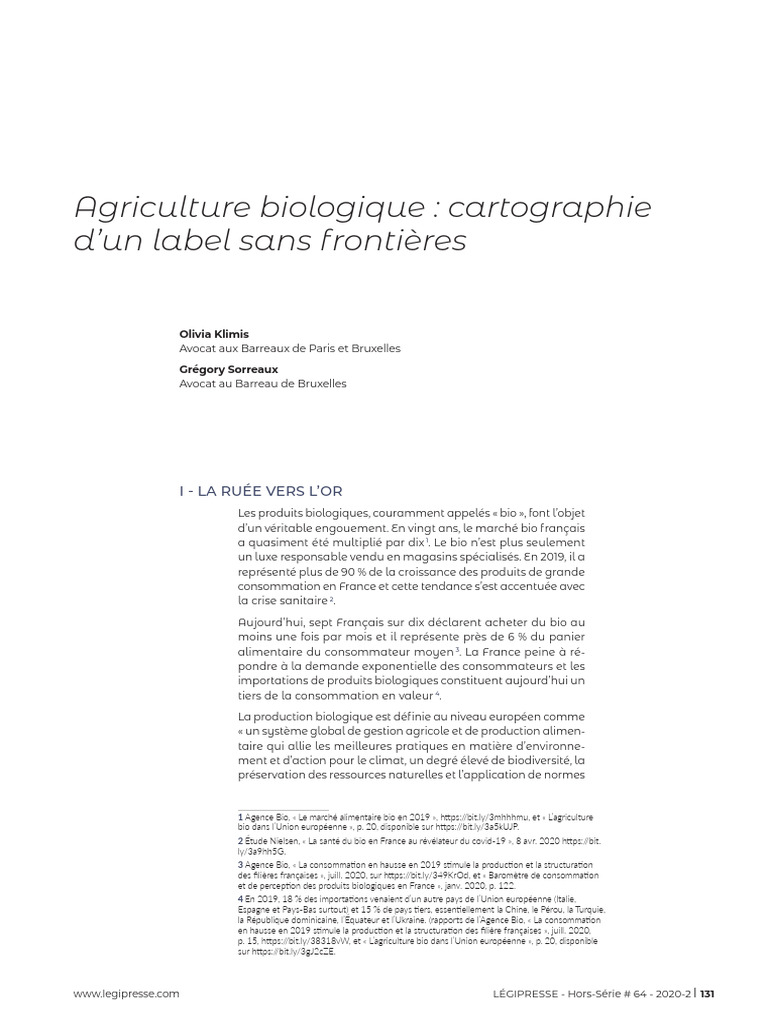 Marché bio en France : enjeux et régulations | PDF | Agriculture ...