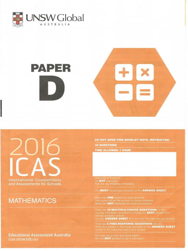 ICAS Mathematics Practice Questions | PDF | Area | Geometry
