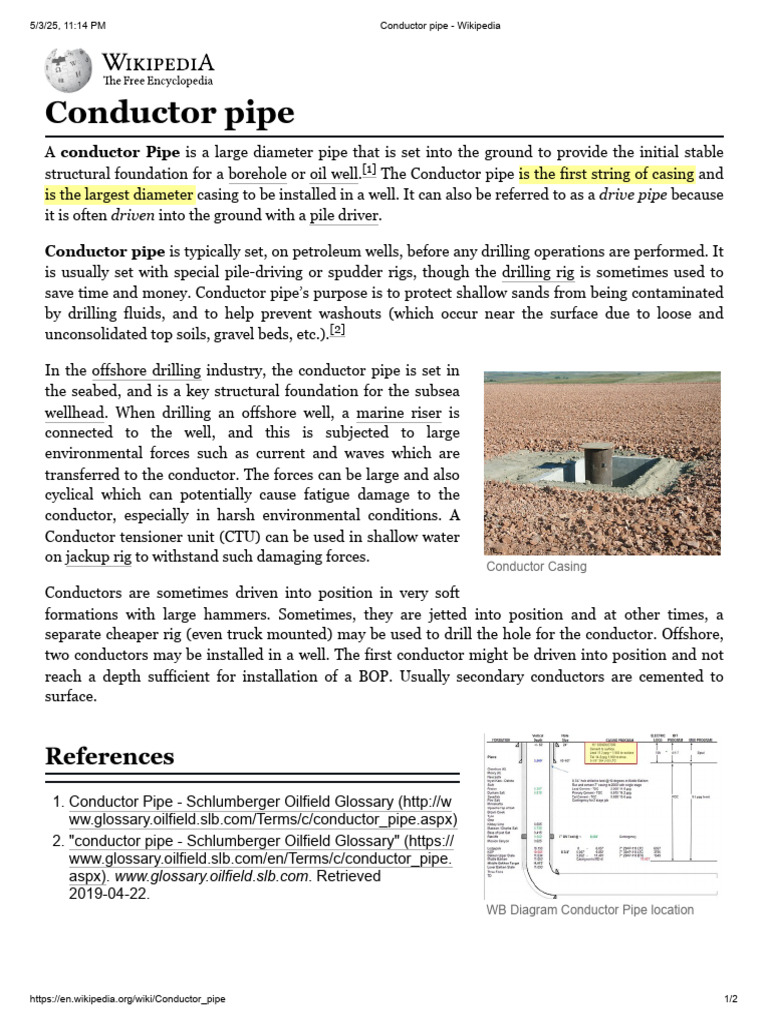 Offshore Conductor Pipe Overview | PDF
