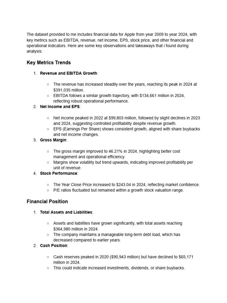 Apple Financial Trends 2009-2024 Analysis | PDF | Income | Investing