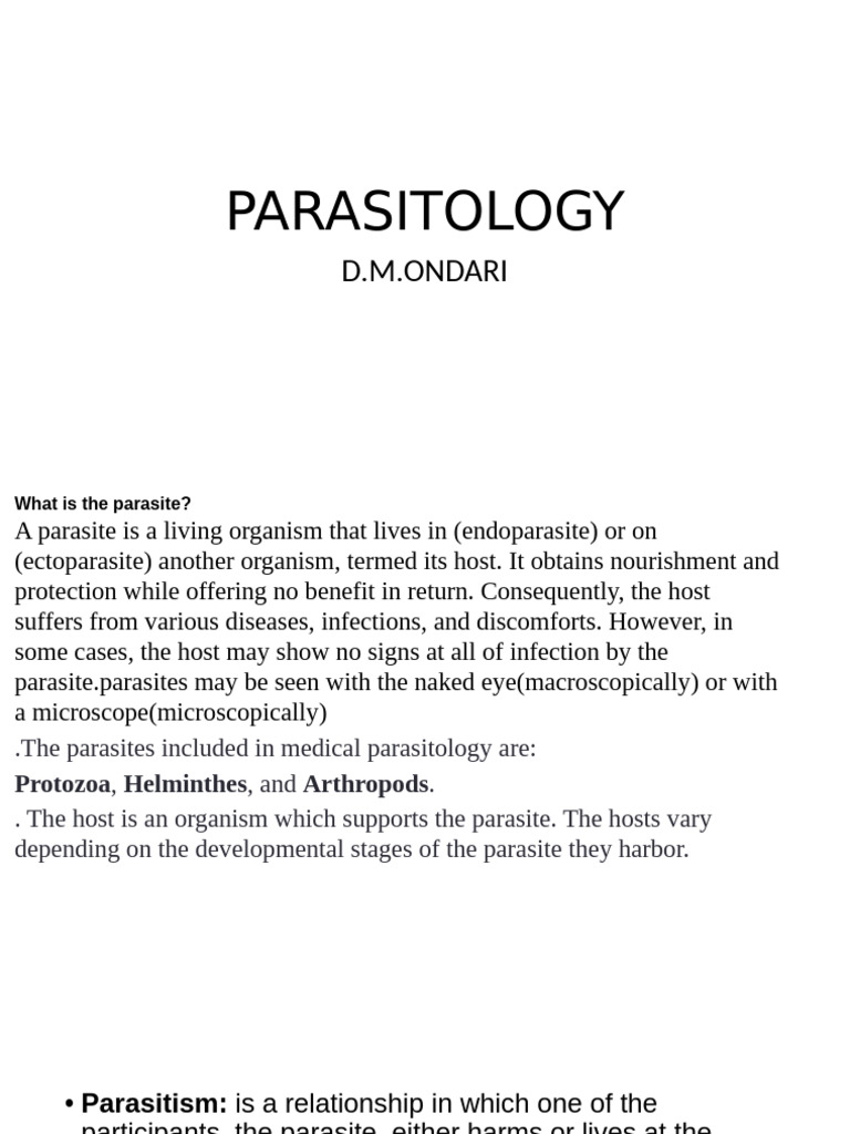 Introduction To PARASITOLOGY | PDF | Parasitism | Biology