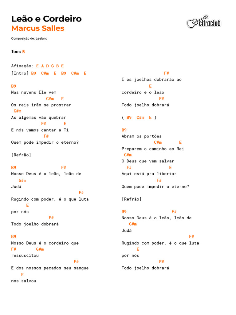 Cifra Club - Marcus Salles - Leão e Cordeiro | PDF