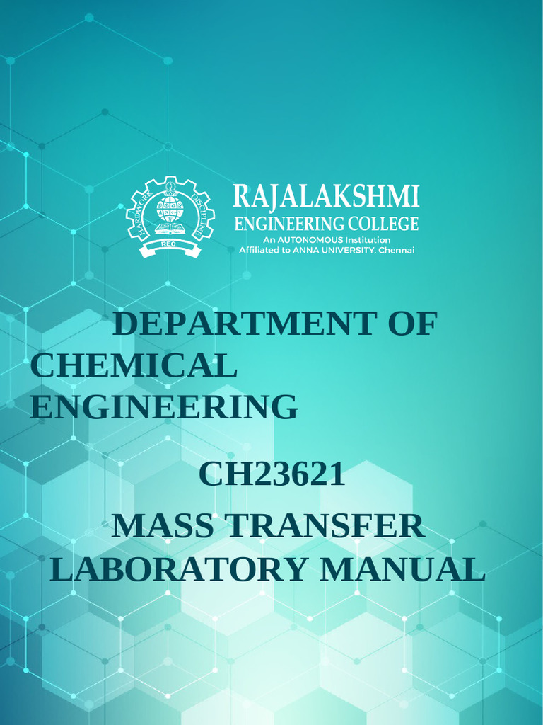 Mass Transfer Laboratory Manual CH23621 | PDF | Distillation | Engineering