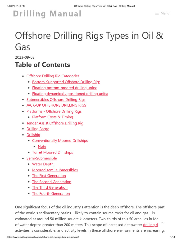 W - Offshore Drilling Rigs Types in Oil & Gas | PDF | Offshore Drilling ...