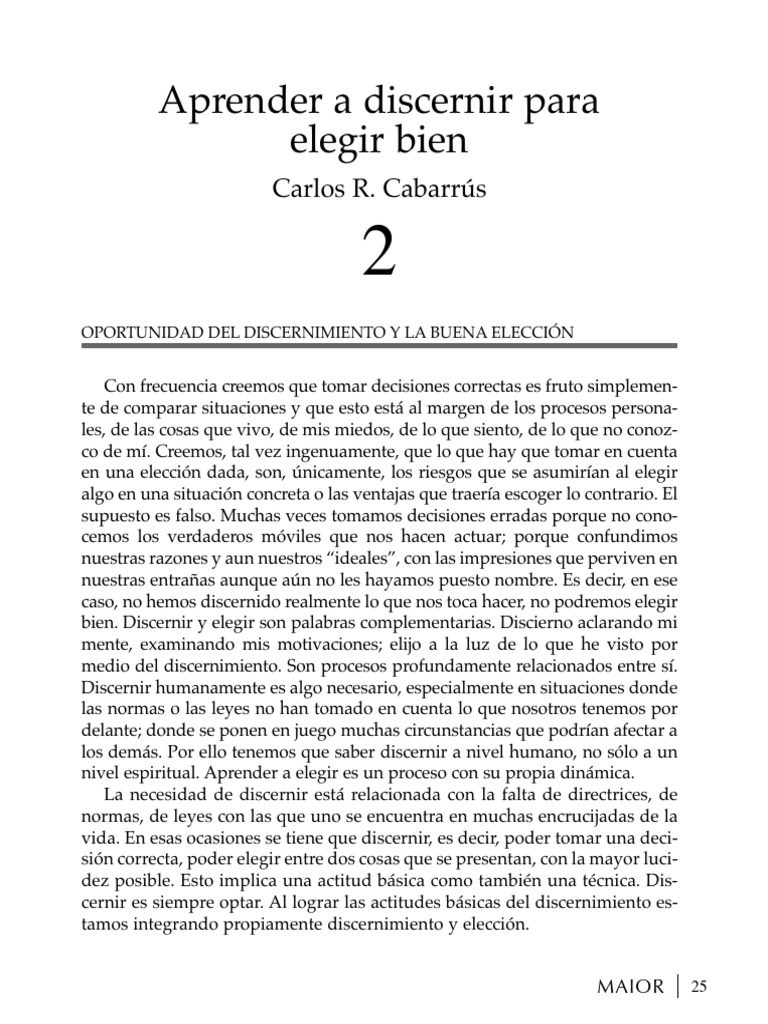 Cabarrs C. 1998 Aprender A Discernir | PDF | Felicidad | Autoestima
