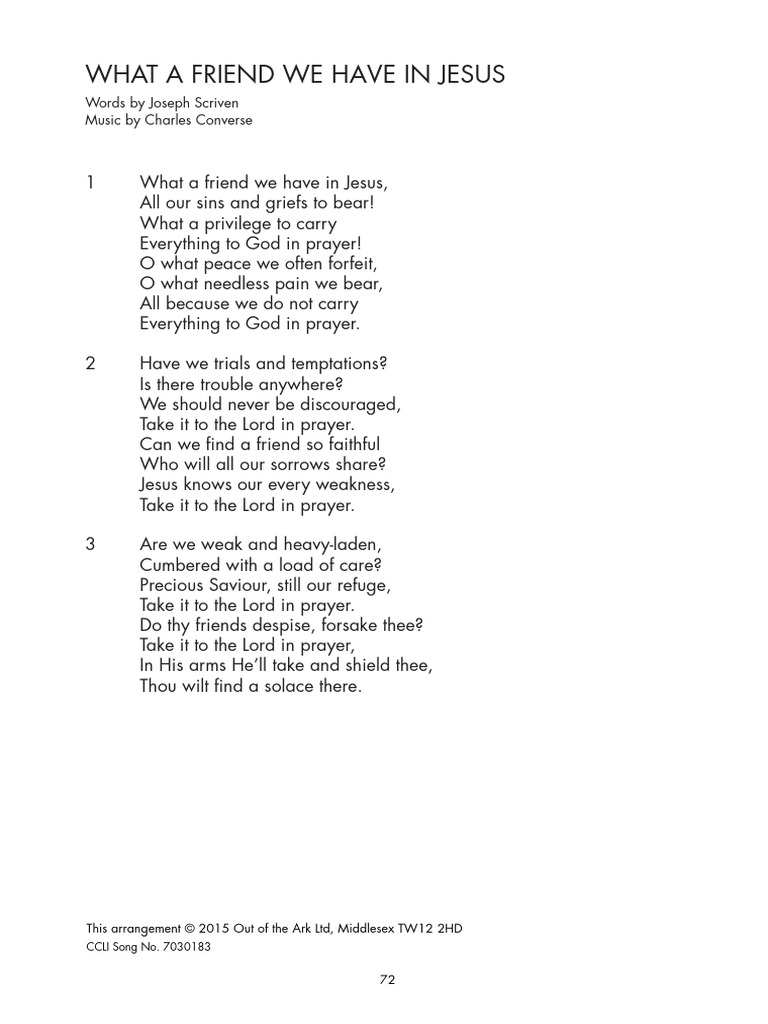 What a Friend We Have in Jesus Lyrics | PDF