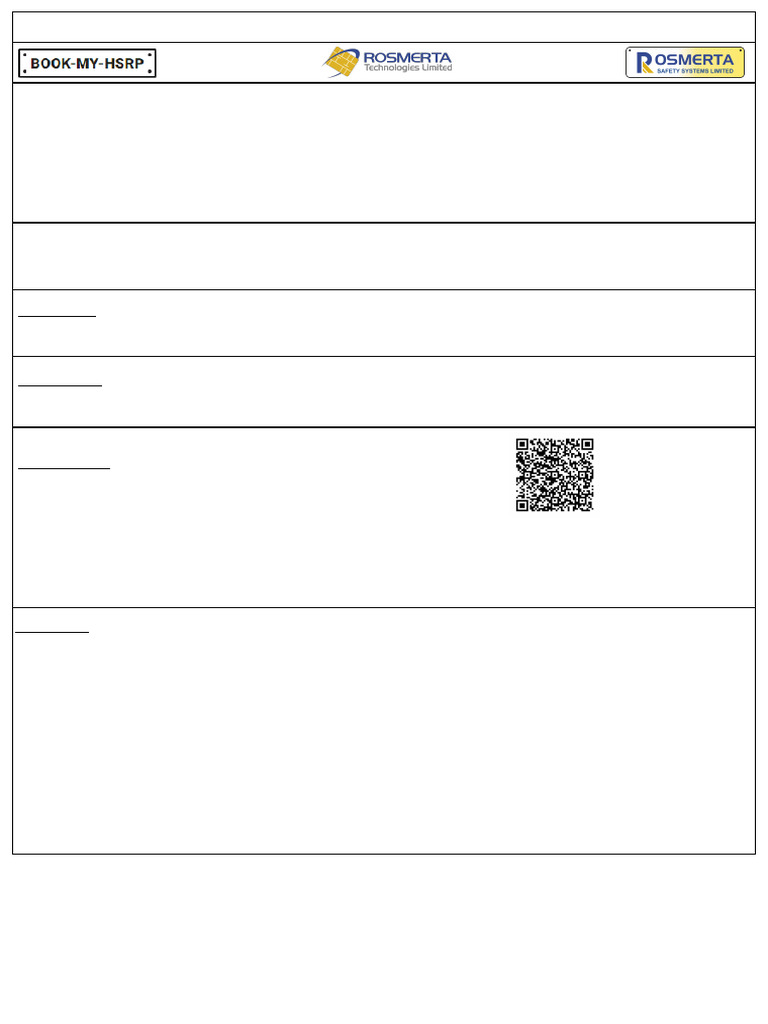 HSRP Appointment Receipt - Bangalore | PDF | Payments