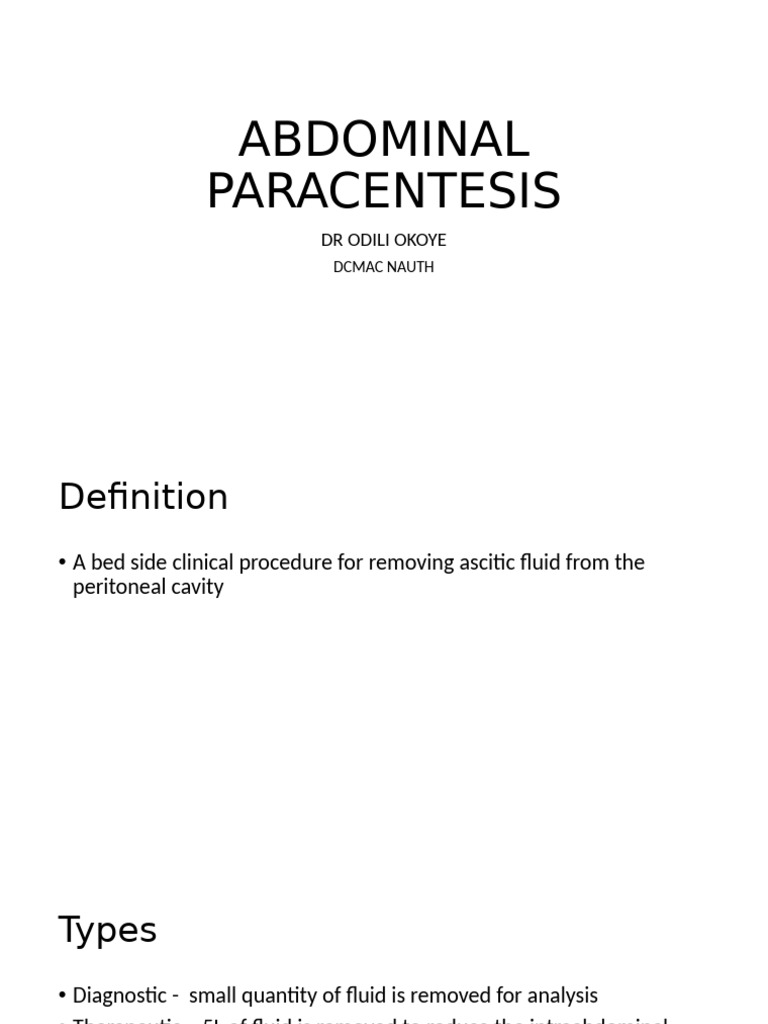 Abdominal Paracentesis Overview | PDF