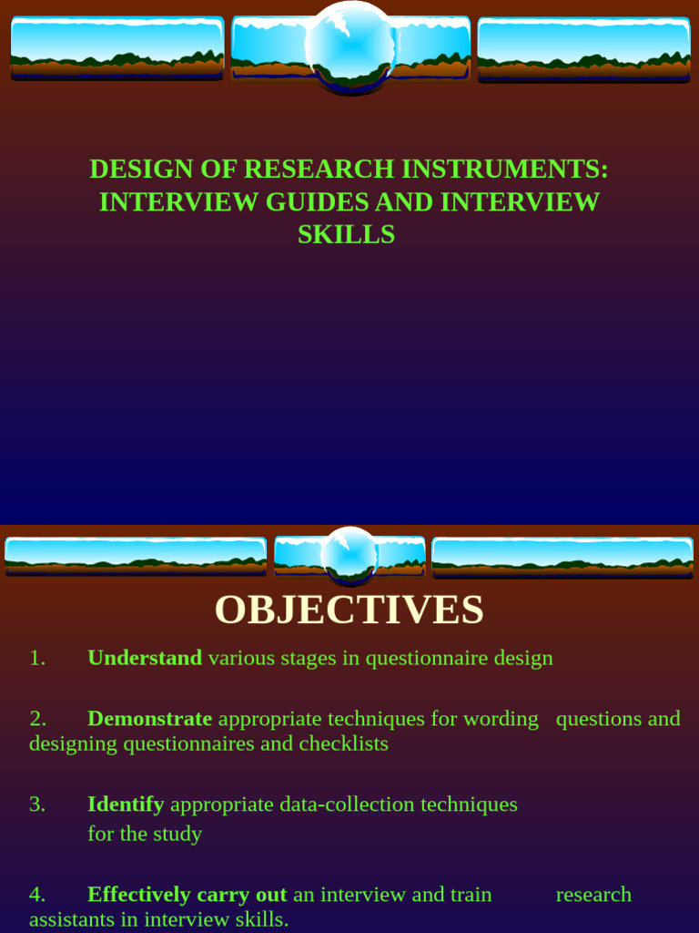 Research Instruments: Interviews & Skills | PDF | Questionnaire | Cognition