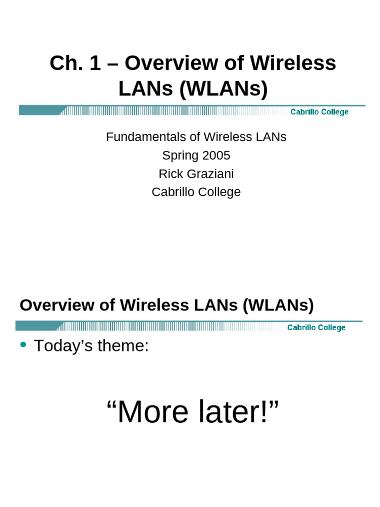 Wireless LANs: Overview and Standards | PDF | Ieee 802.11 | Wireless Lan