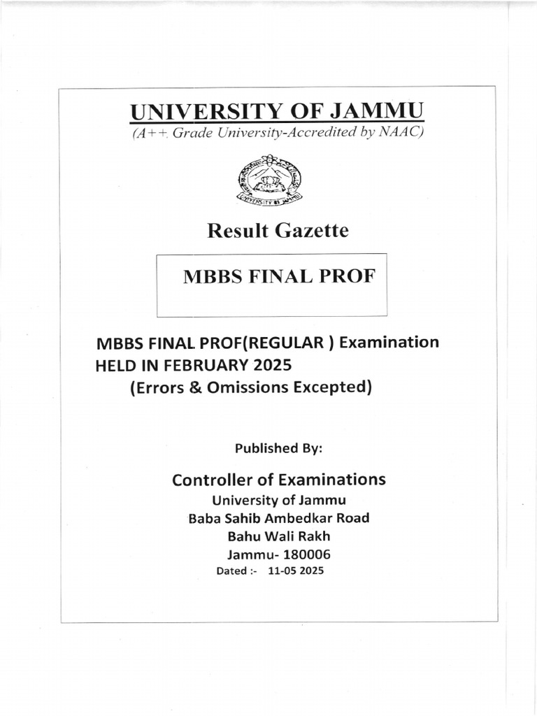 MBBS Final Results February 2025 | PDF | Health Care | Surgery