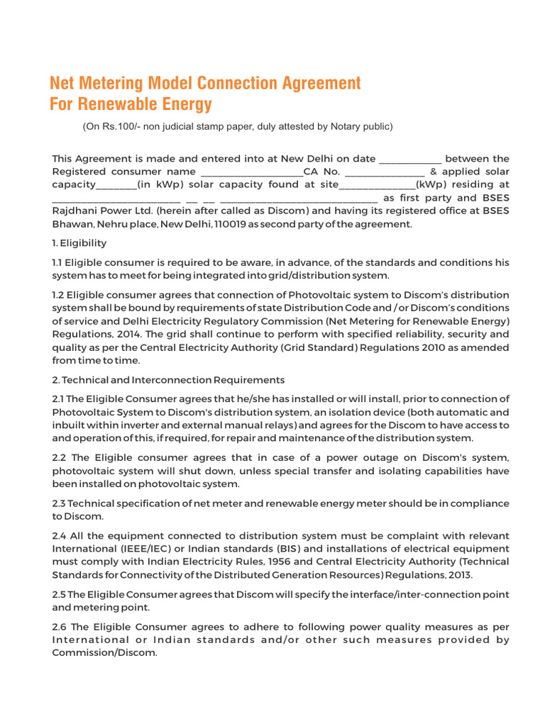 NM Connection Agreement - 28nov24-7fcff031 | PDF | Photovoltaic System ...