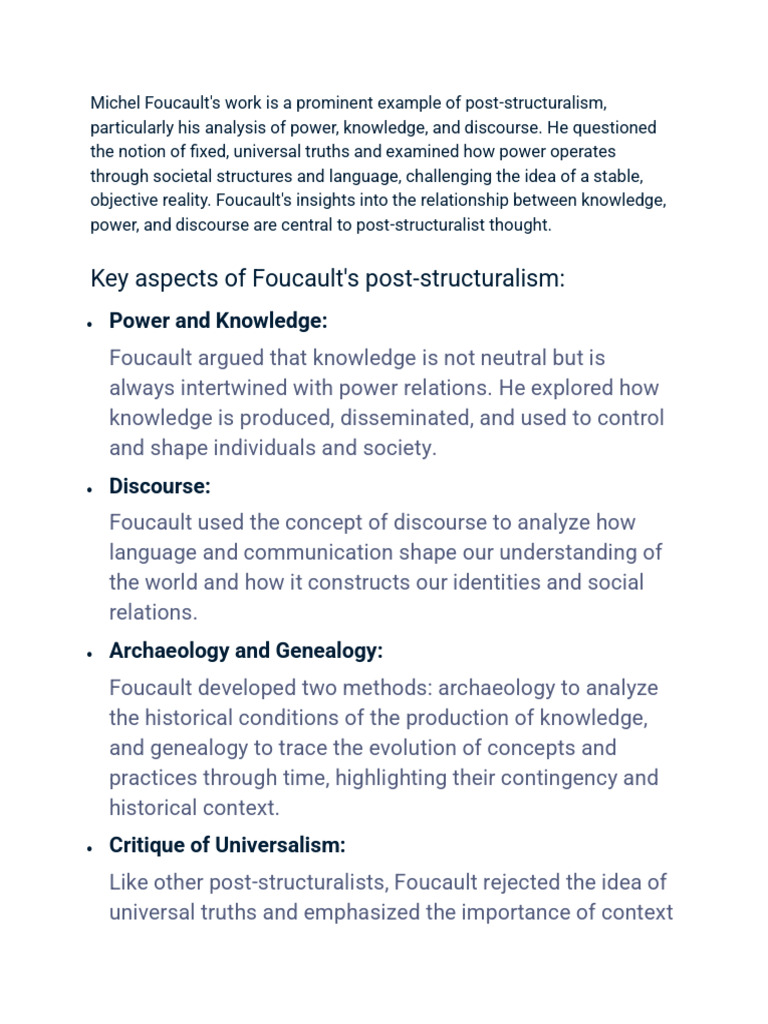 Foucault, Deleuze, Guattari, Baudrillard Overview | PDF | Discourse ...