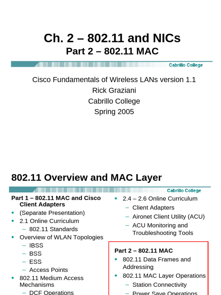 Chapter 03 - Part 2 - 802.11 MAC | PDF | Wireless Lan | Ieee 802.11