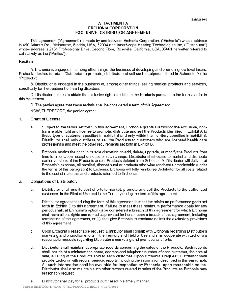 Exclusive Distributor Agreement Overview | PDF | Indemnity | Bankruptcy