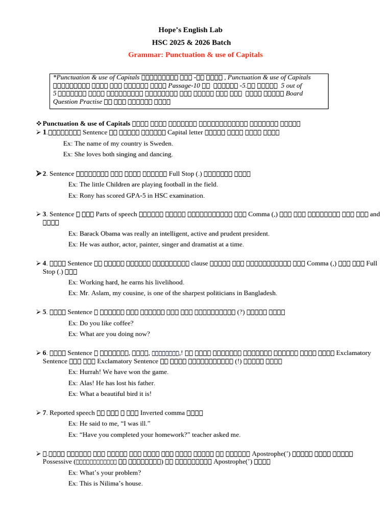 Punctuation Rules for HSC Exams | PDF | Linguistic Morphology | Syntax