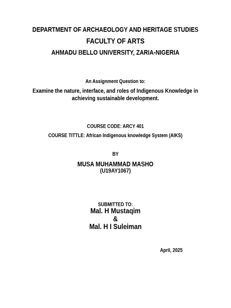 Arcy 401 Assignment 2025 Cover Page | PDF