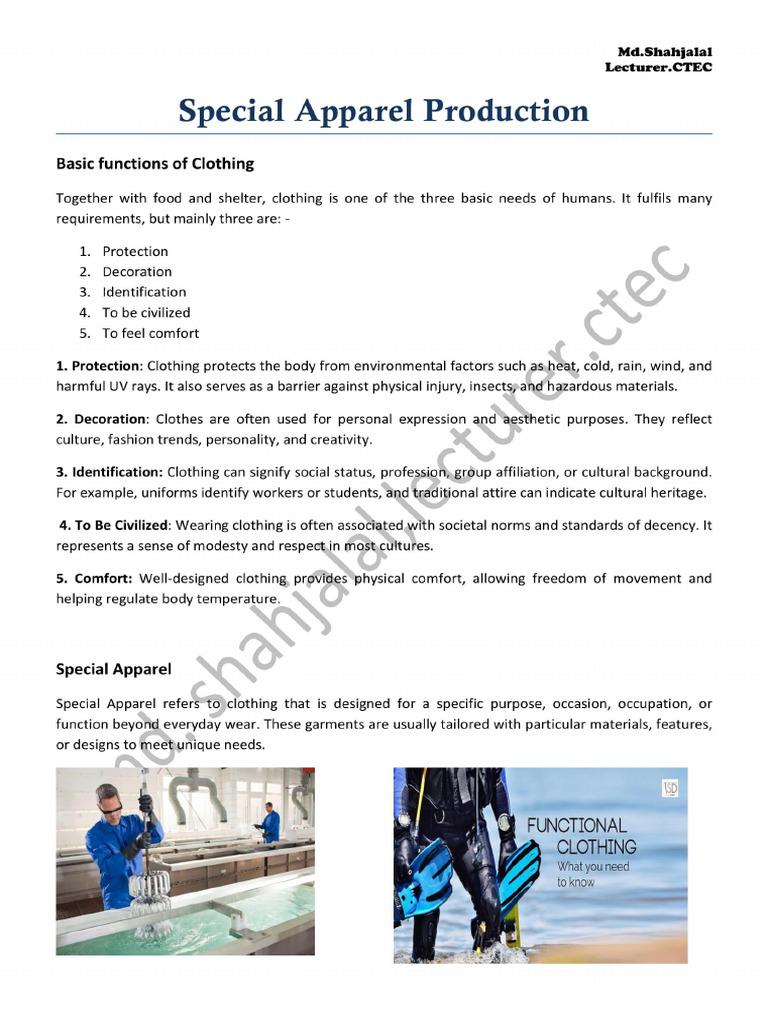 Introduction To Special Apparel Img | PDF