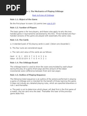 Cribbage Rules1 Games Of Chance Gambling