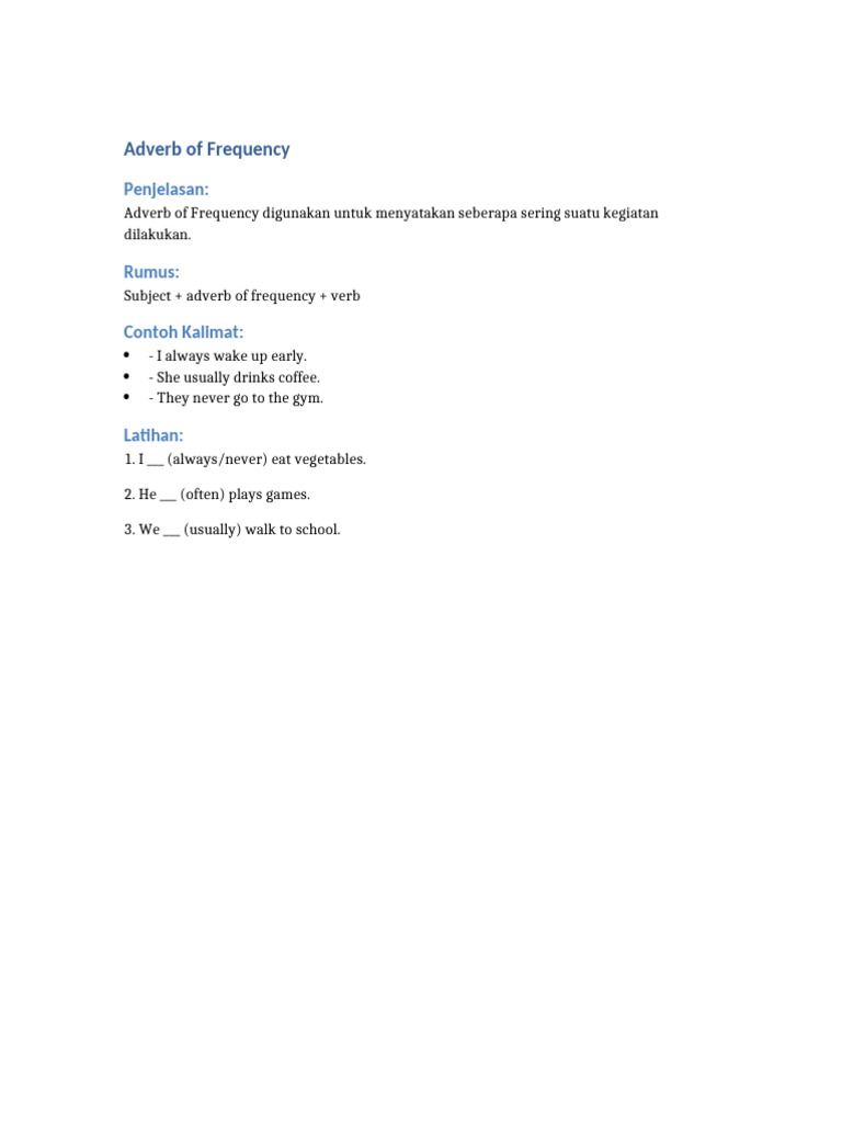 Adverb of Frequency | PDF