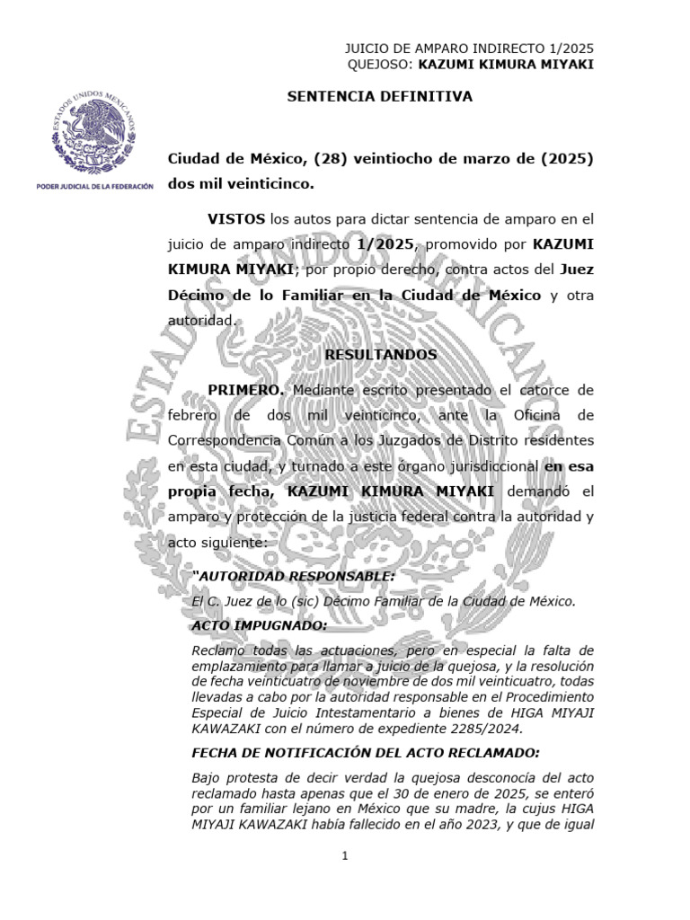 Sentencia de Amparo Indirecto | PDF | Caso de ley | Violación