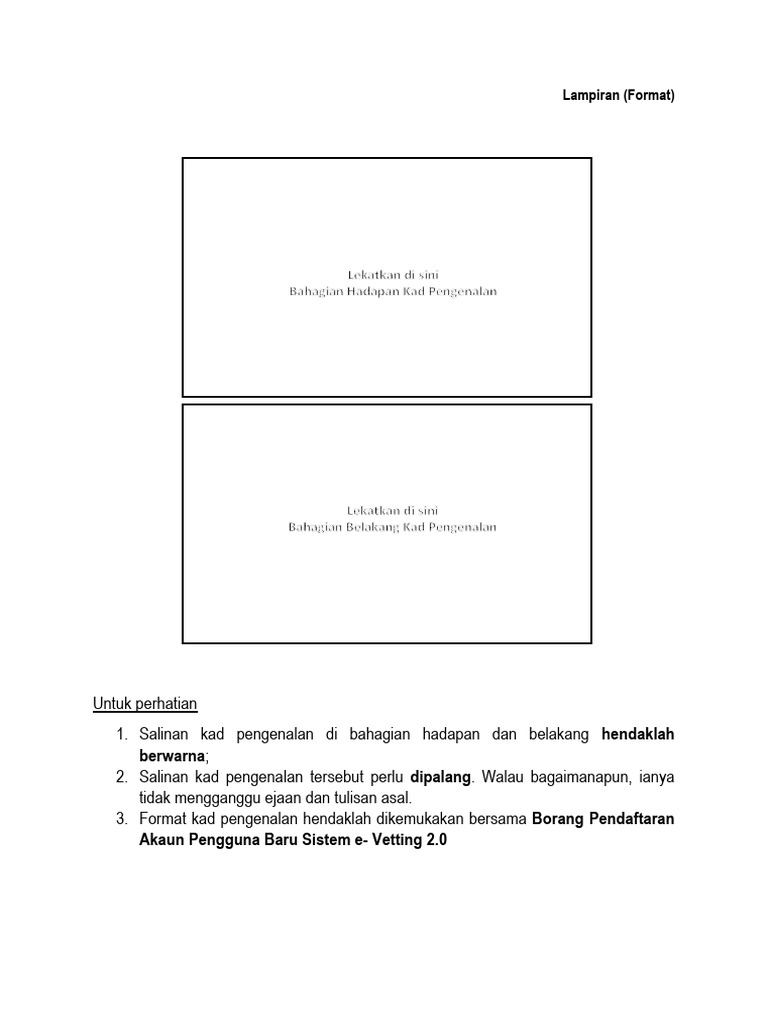 Format Kad Pengenalan | PDF